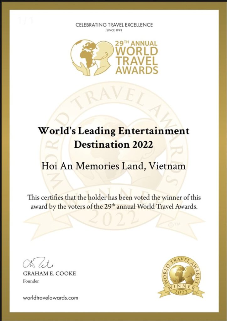 Giải thưởng “Hoian Memories Land World Leading entertaiment destination 2022”